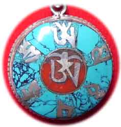 Trkiskette  mit Inlay-Mantra-Anhnger