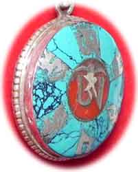 Trkiskette  mit Inlay-Mantra-Anhnger