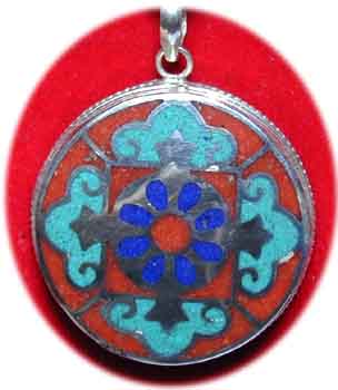 Inlay Doppelvajra Lotus Anhnger 