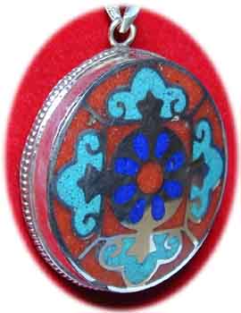 Inlay Doppelvajra Lotus Anhnger 